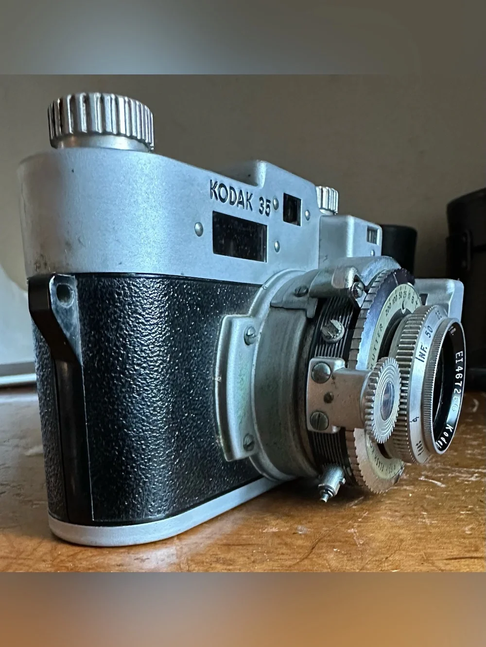 1949 Kodak 35 Rangefinder Camera w/ 50mm Angstar Lens & Leather Field Case